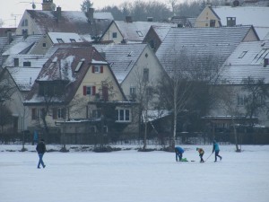 gefrorener stadtsee bad waldsee