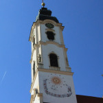 Kirchturm mit Sonnenuhr Wallfahrtskirche Steinhausen